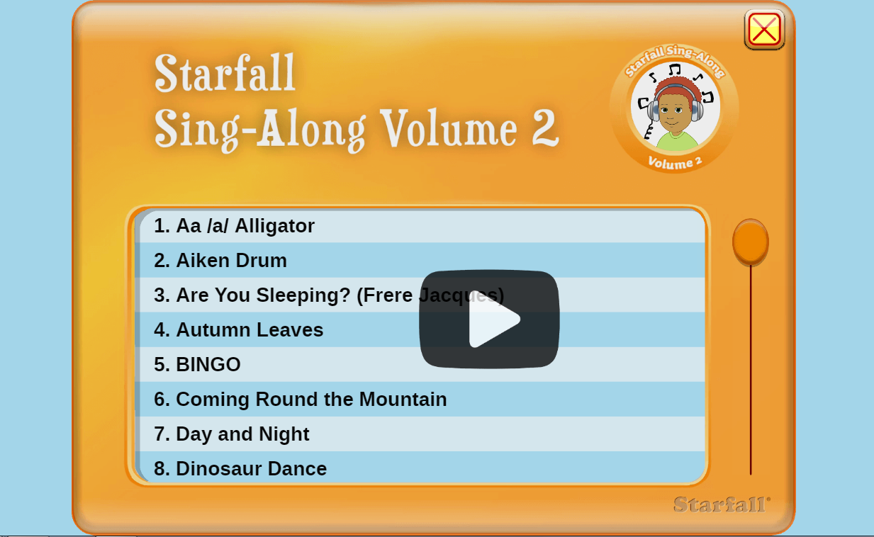 starfall sing along volume 1